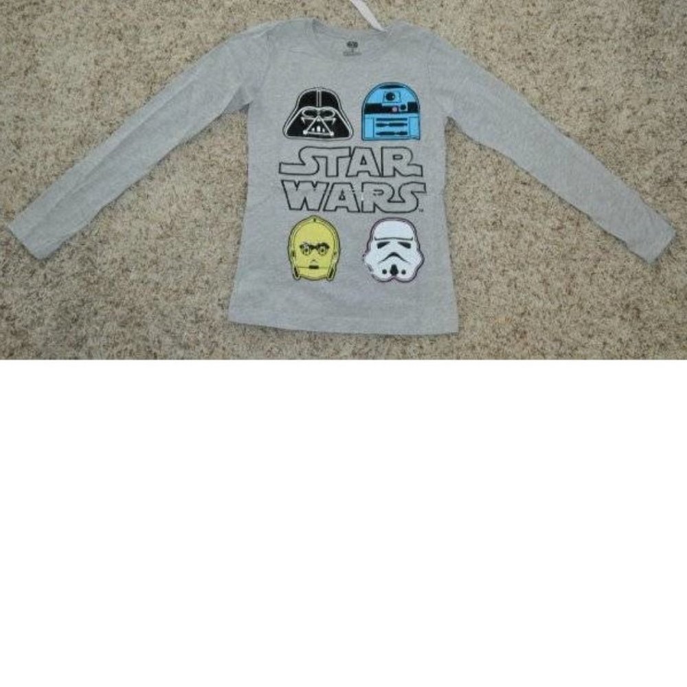 Girls Disney Star Wars Shirt 14/16 Gray Darth Vader Droids Long Sleeve Crew Neck - Picture 2 of 4
